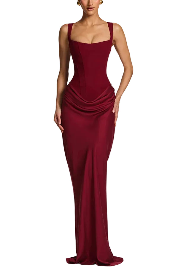 Vestido Largo de Satén Midnight Lace